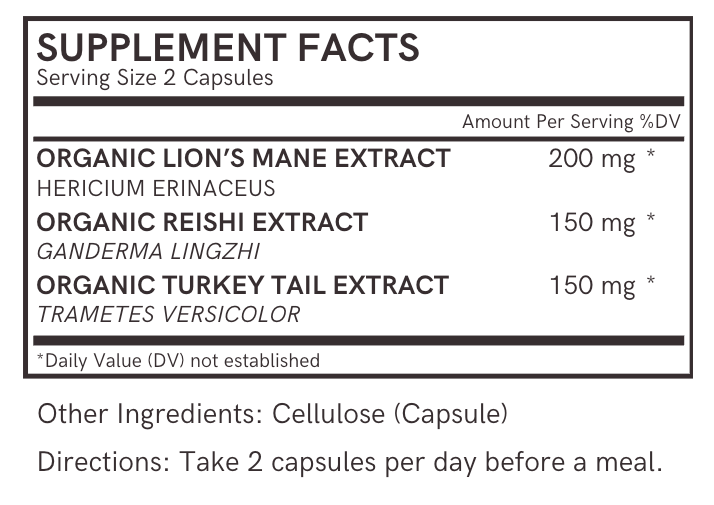 Full Health Trio Mushroom Extract Capsules | Organic and USA-Grown