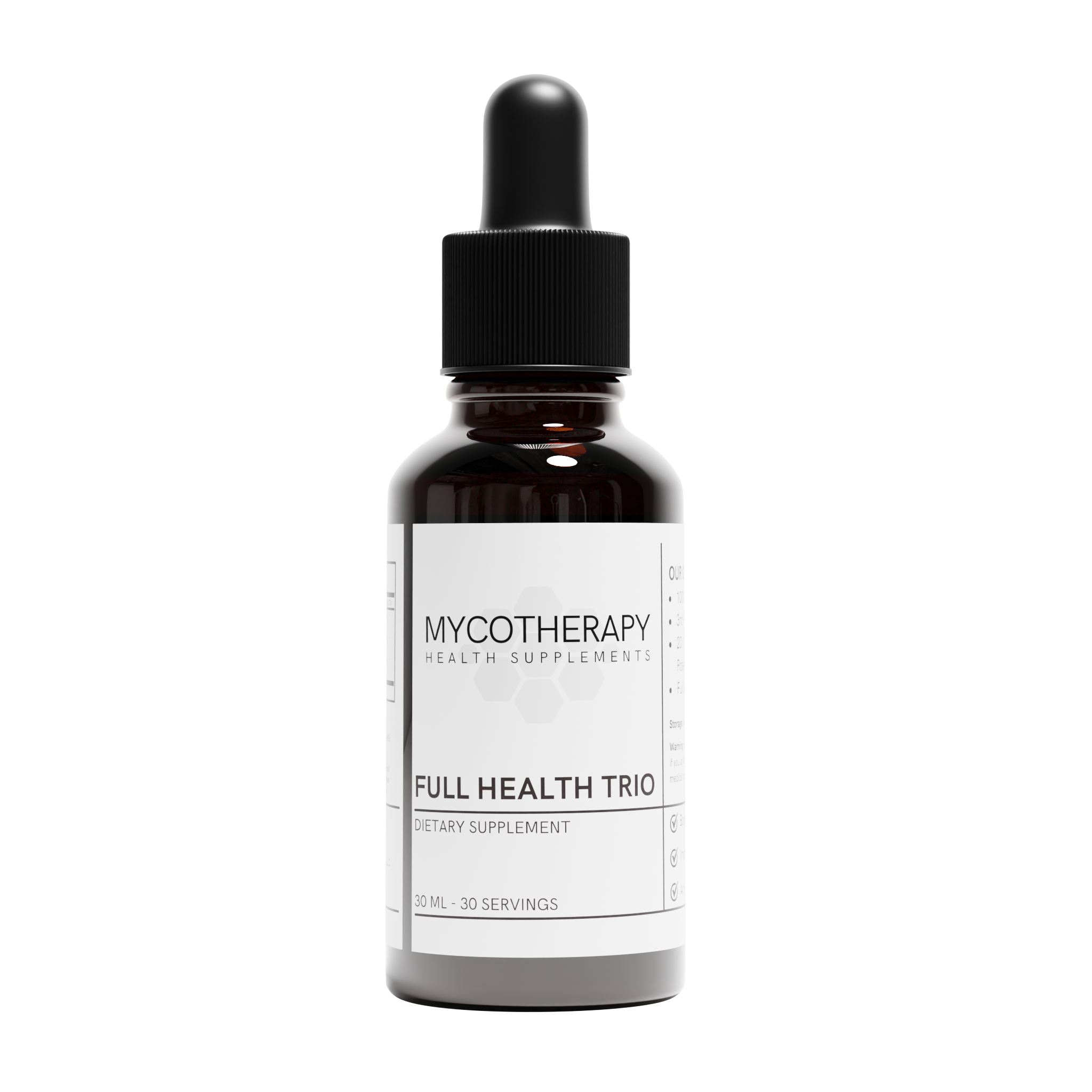 Full Body Support: Mental Focus and Clarity, Immune Support, and Gut Health | Organic Full Health Trio Mushroom Liquid Extract