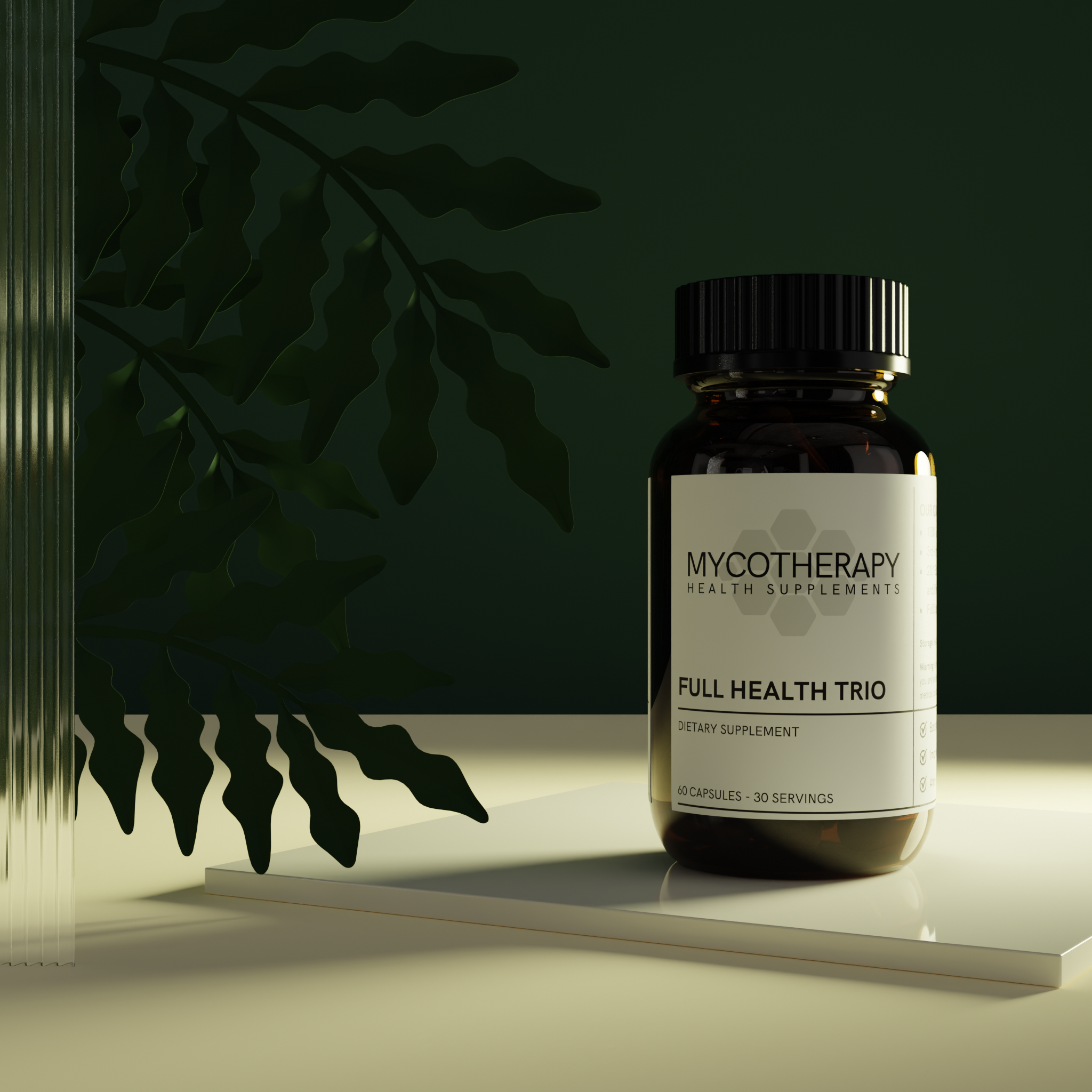 Full Body Support: Mental Focus and Clarity, Immune Support, and Gut Health | Organic Full Health Trio Mushroom Extract Capsules