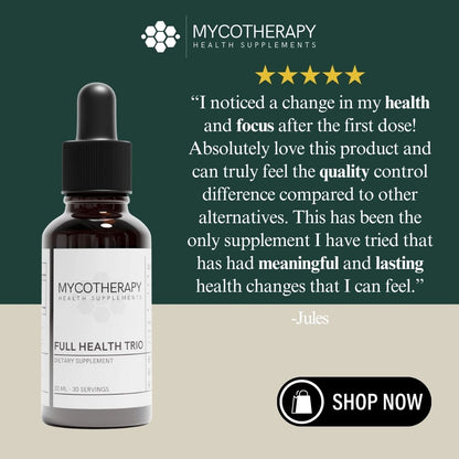 Full Health Trio Mushroom Liquid Extract | Organic and USA-Grown