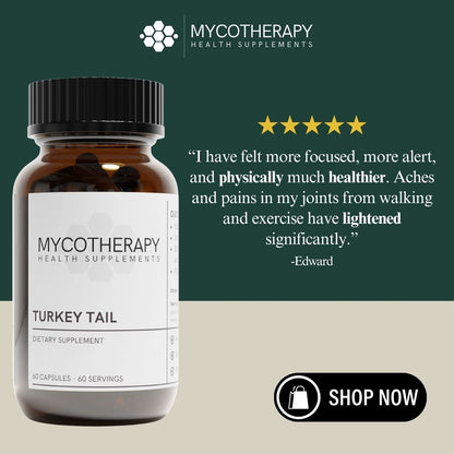Turkey Tail Extract Capsules | Your Daily Gut Health Support and Anti-Inflammation | Organic and USA-Grown